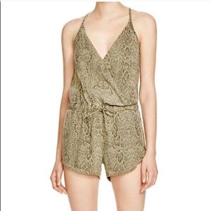 Bella Dahl Snake Print Tencel Romper Oak Moss XS